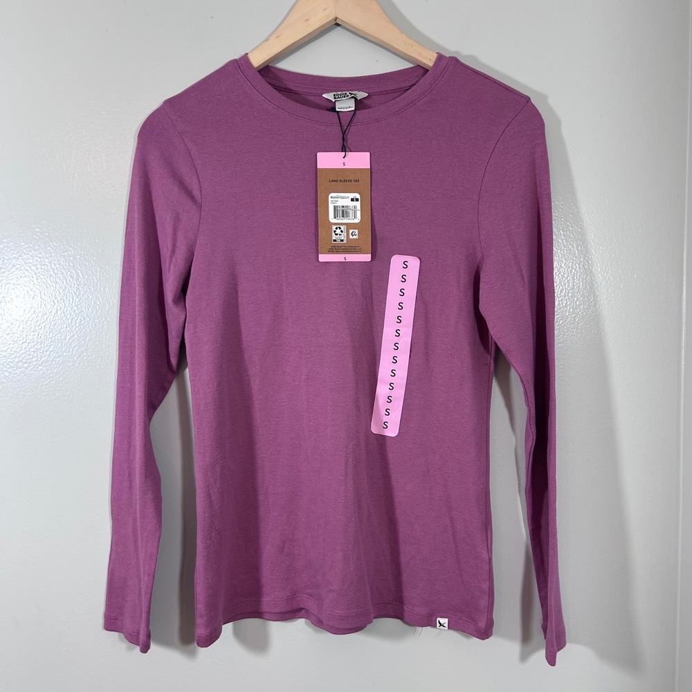 Eddie Bauer Womens Long Sleeve Tee Purple Crew Neck EB010687 Size S NWT